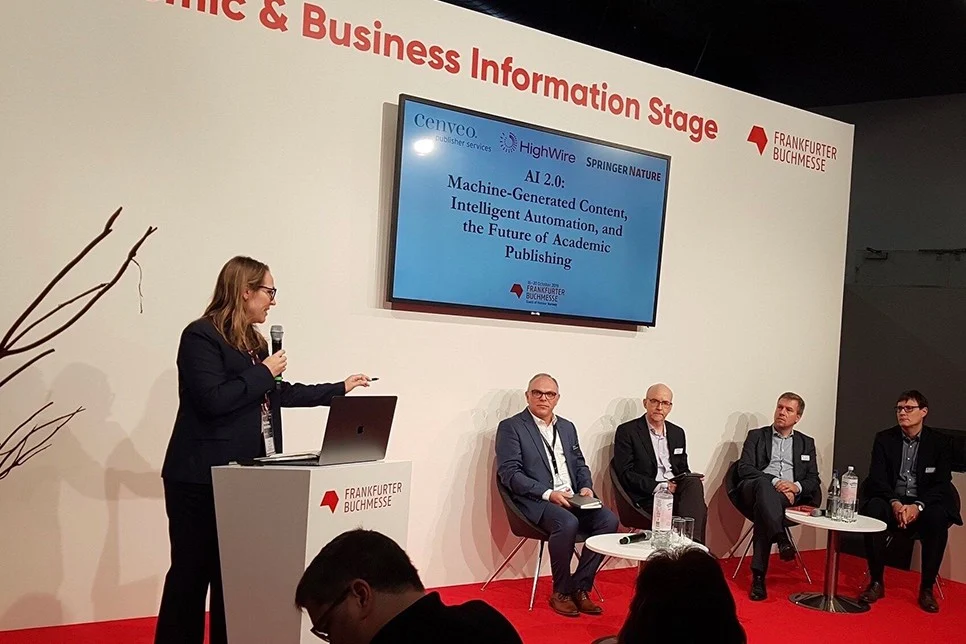 Erin+cox,+mike+groth,+jim+longo,+niels+peter+thomas,+and+henning+schoenenberger+at+the+2019+frankfurt+book+fair