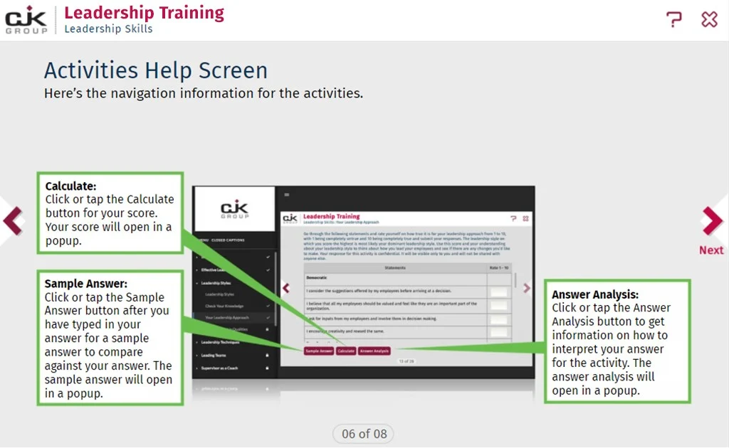 23 Animations Help Screen