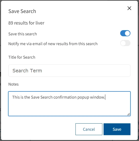 Save Search Confirmation