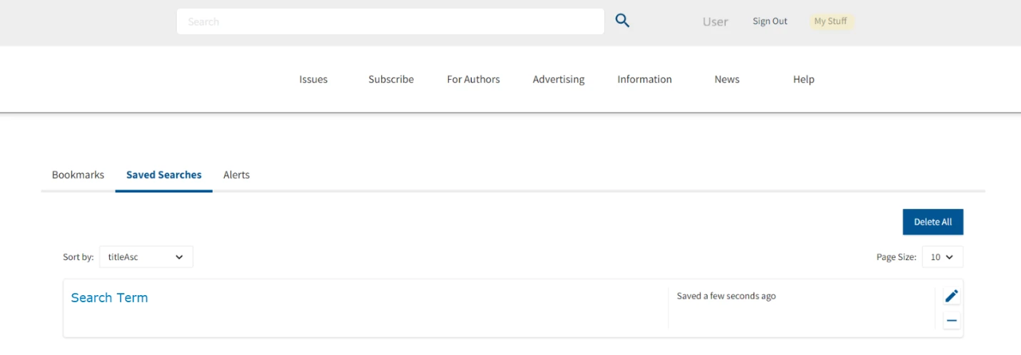 Saved Searches List