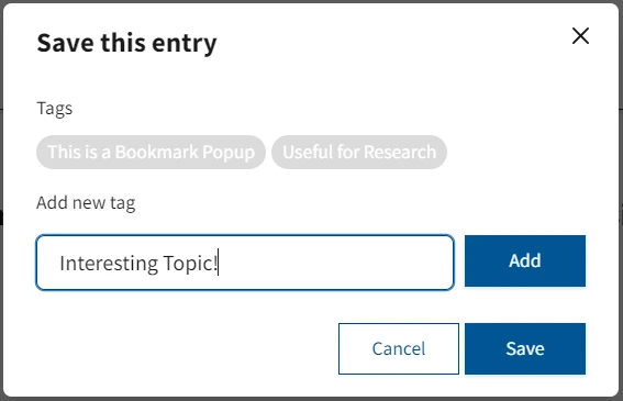 Article Bookmark Confirmation Popup